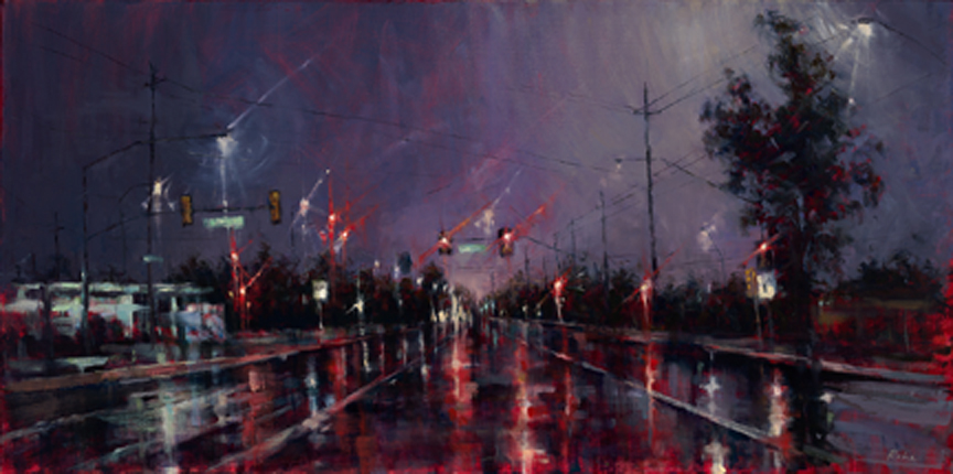 Night Drive Oil on canvas 18x30 Inna Rohr ed 2